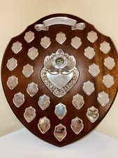 ? Big Trophy Shield 17? Football Vintage Silver Wooden Plaque with History