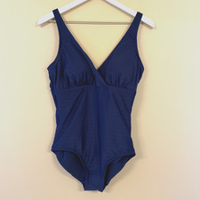Lands End One Piece Swimsuit 360 Tummy Control Womens Sz M NWOT UPF 50 Navy Blue