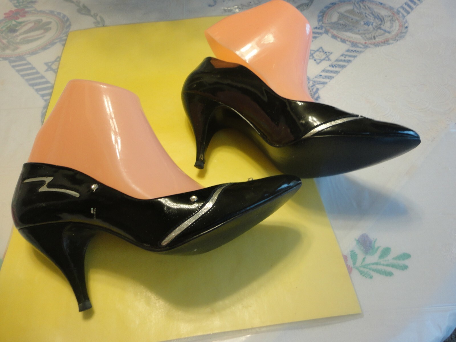 black evening pumps with rhinestones