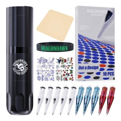 Tattoo Kit Dragonhawk X3 Wireless Tattoo Machine Starter Bundle | eBay