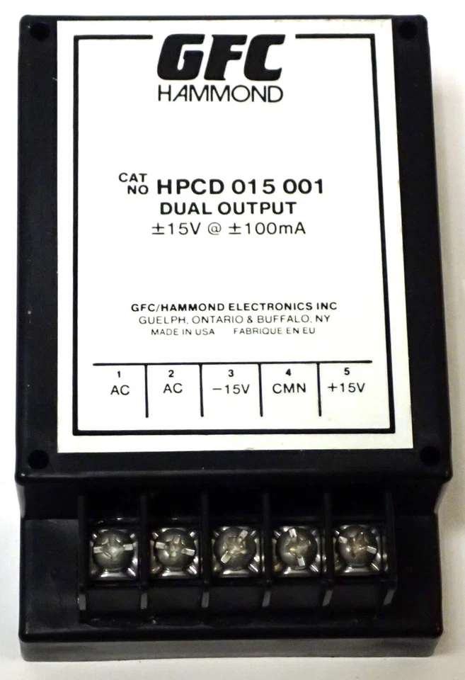 GFC HAMMOND HPCD 015 001 DUAL OUTPUT POWER SUPPLY +/-15V at 100mA NOS - Image 2 of 4