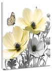 Spring Butterfly Yellow Wildflower Canvas Wall Art for Bathroom Living Room