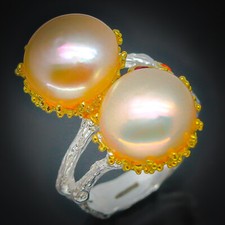 Jewelry Gift Natural Fresh water Pearl Silver sterling Ring 925 Sterling/RVS152