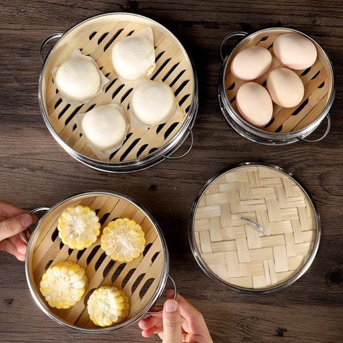 Stainless Steel Bamboo Steamer Household Round Dim Sum Steamer Kitchen Tools - Picture 4 of 27