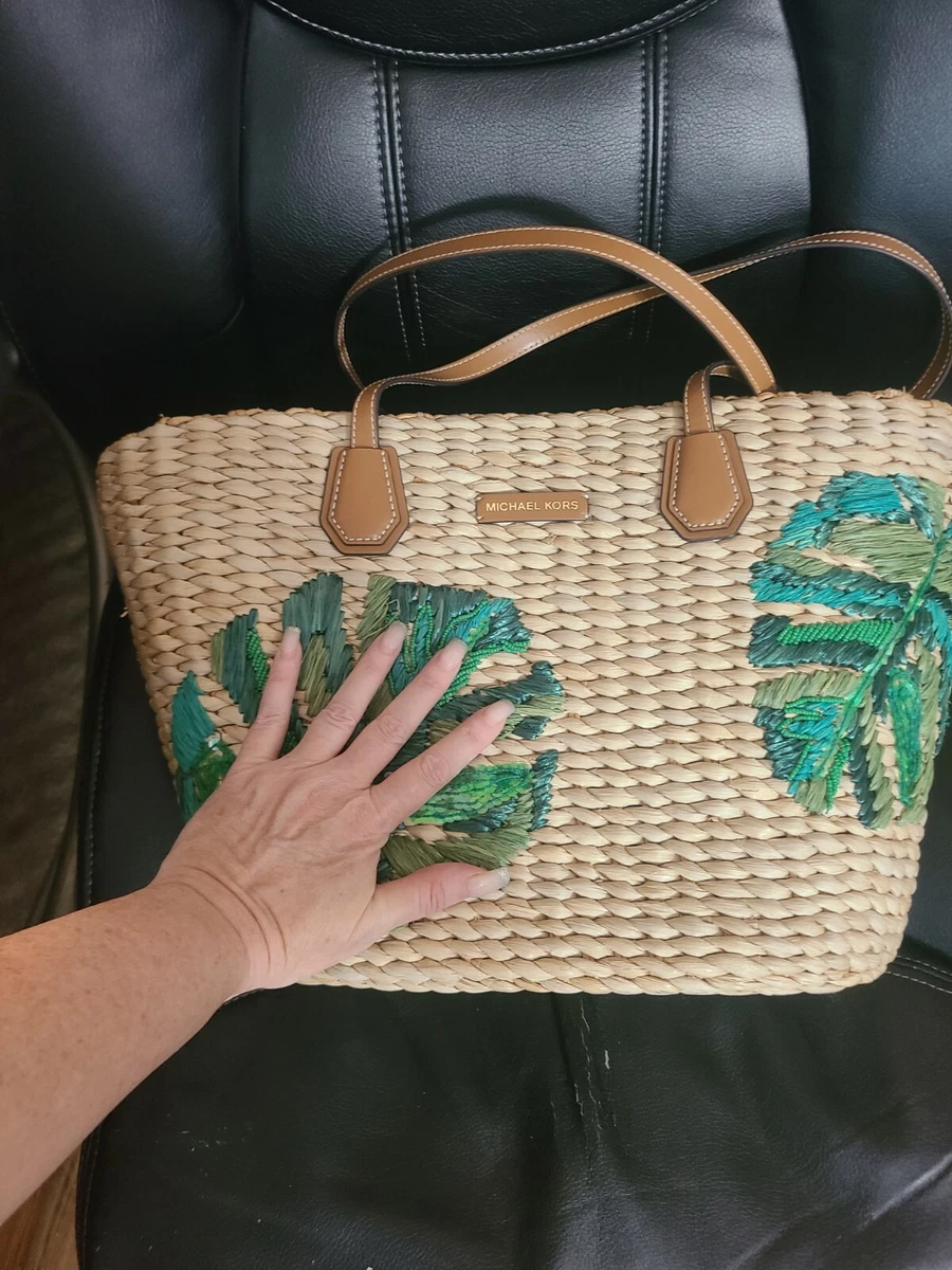 Pastor pølse manifestation Michael Kors Straw Palm Leaves Large Purse Handbag/Beach Bag | eBay