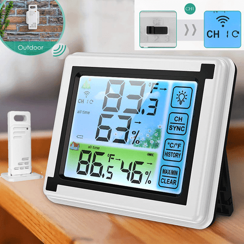 Digital LCD Indoor & Outdoor Weather Station Clock Calendar Thermometer Wireless - Picture 4 of 14
