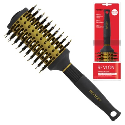 Revlon Ionic Smooth Waves LARGE Round Barrel Porcupine Blow Dry Hair Brush  UK