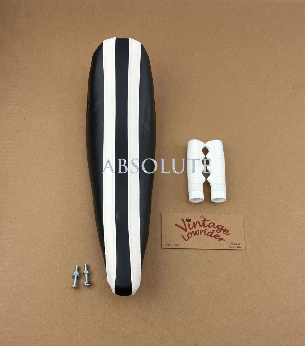 Sillín De Plátano Lowrider Largo 17" - Vinilo Brillante Blanco, Para Bicicletas De 20"