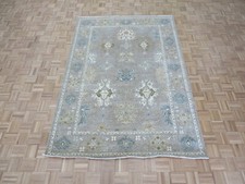 6'2 x 8'11 Hand Knotted Beige Fine Oushak Peshawar Oriental Rug G11494