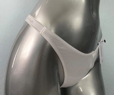 Calvin Klein White Modal Ribbed Logo Band Thong Tanga Panty QF6442 110 XL