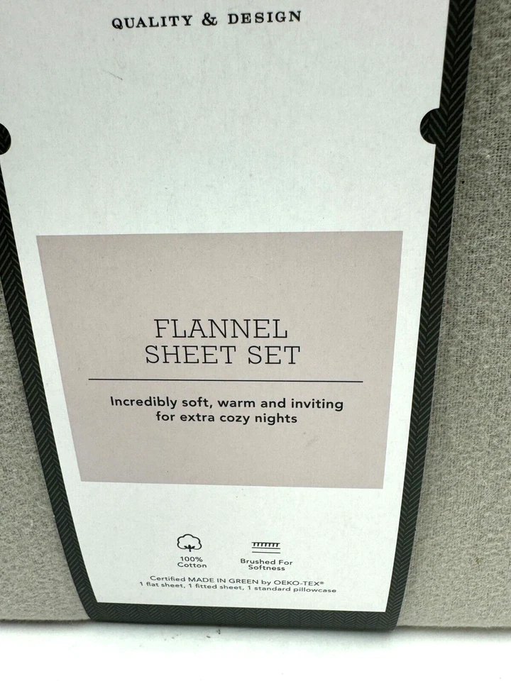 Threshold TWIN Brushed Flannel sheet Set Gray 100% cotton - Image 2 of 4