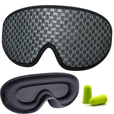 3D Contour Memory Foam Sleep Mask: Blocks Light, No Pressure Black