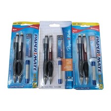 Lote de 3 lápices de agarre de goma de plomo Paper Mate Comfortmate ultra mecánicos de 0,5 0,7 mm