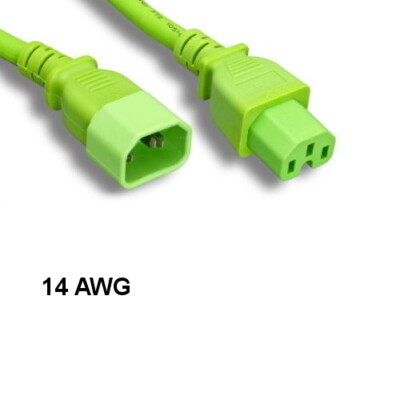 10PCS Green 10' Power Cable IEC60320 C14 to C15 14AWG 15A/250V PDU UPS System