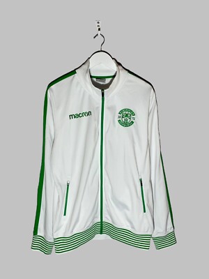 Hibernian Edinburgh Macron Football Soccer Track Top Full Zip Jacket  
