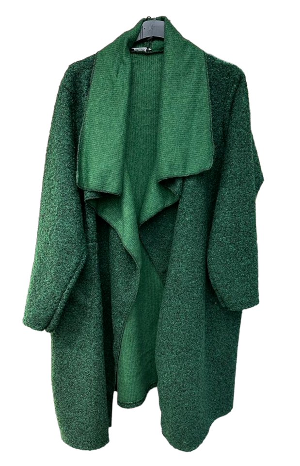 Italian Boiled Wool Mix Lagenlook Waterfall Duster Coat - Plus Sizes 16-26