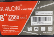 SKALON Zip Ties 8 Inch 1000 Pack 40Lbs Tensile Strength Black Cable Ties