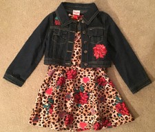Nannette Kids Girls Leopard Floral 2-Piece Dress Set Outfit Sz 5, NWT