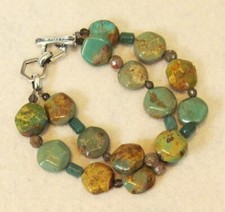 Barse 925 Thai 2-Strand Turquoise Mixed Stone...