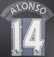 2007 - 2013 OFFICIAL SPORTING ID LEXTRA ALONSO 14 JUNIOR SIZE WHITE NAMESET