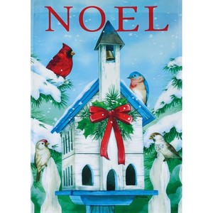 Noel Church Bird Feeder Birds Snowing Small Garden Flag 12 5