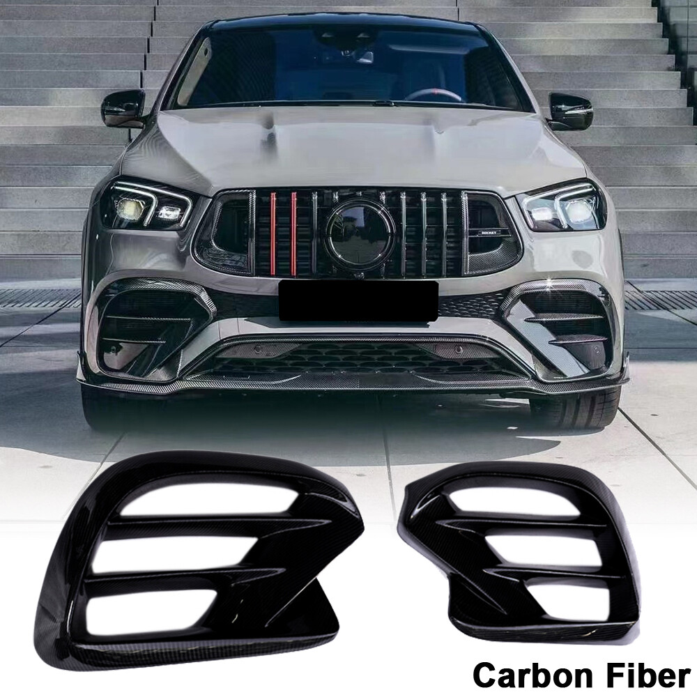 For Mercedes W167 GLE450 GLE63 Coupe 19-22 Carbon Fiber Front Fog Air Vent Cover