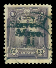 PERU 1927 AIRMAIL Overprinted  50c violet - TRIPLE  OVERPRINT - Sc# C1var  used 