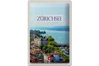 Blechschild Reise 20X30 Cm Schweiz ZüRichsee Wald Stadt Gebirge Schild Tin Sign