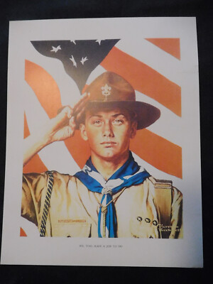 Norman Rockwell Boy Scout Print on Card Stock, ''We, Too, Have A Job To Do''