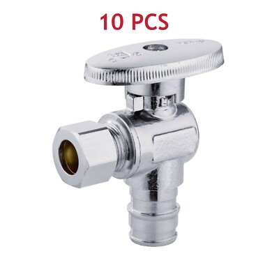 EFIELD 10PCS 1/2'' PEX-A EXPANSION X 3/8''OD BRASS 1/4 TURN ANGLE STOP BRASS VALVE