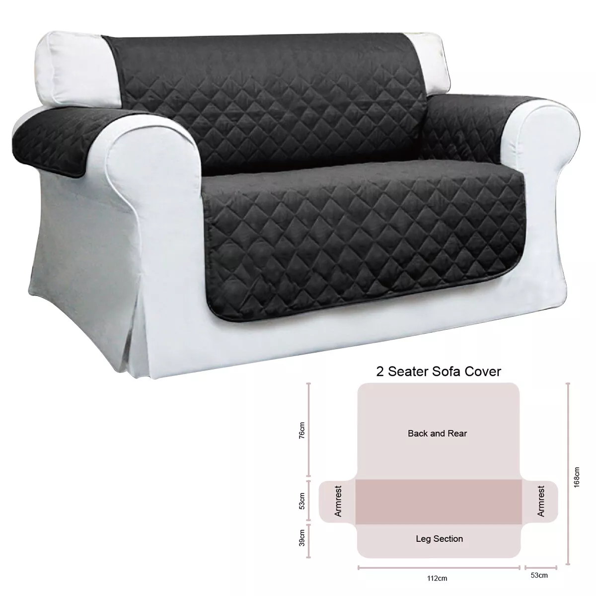 Two Seat Quilted Sofa Couch Cover Pet Protector Seat Throw Sheet