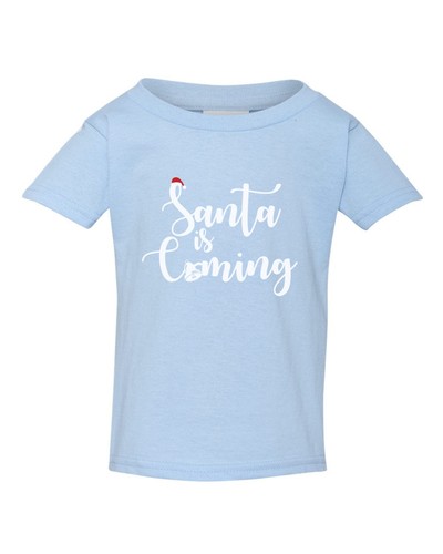 Youth Toddler Santa Is Coming Cute Christmas T Shirt Boys Girls Tee Kids T-Shirt - Picture 6 of 9