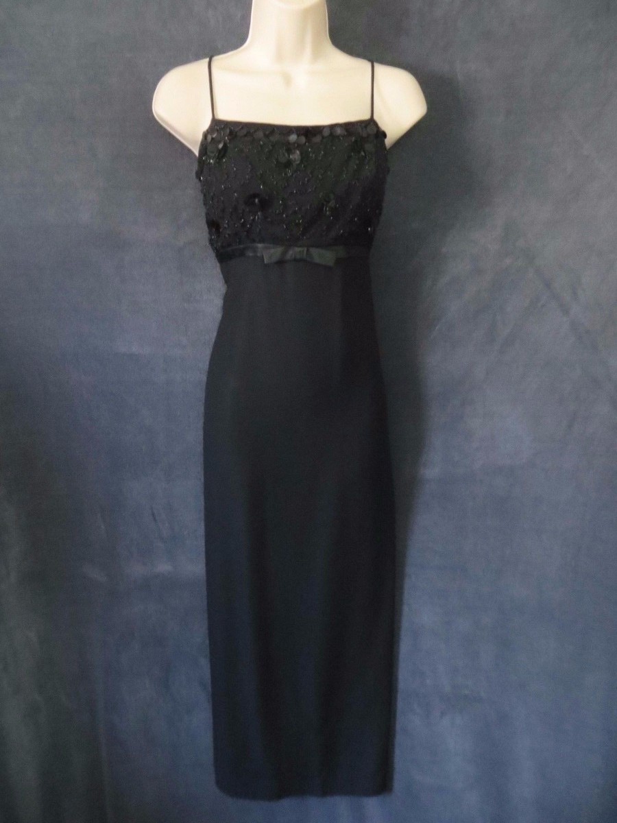 60's Vintage Jr. Theme Original Black Beaded Old Hollywood Sash Formal Dress  S | eBay