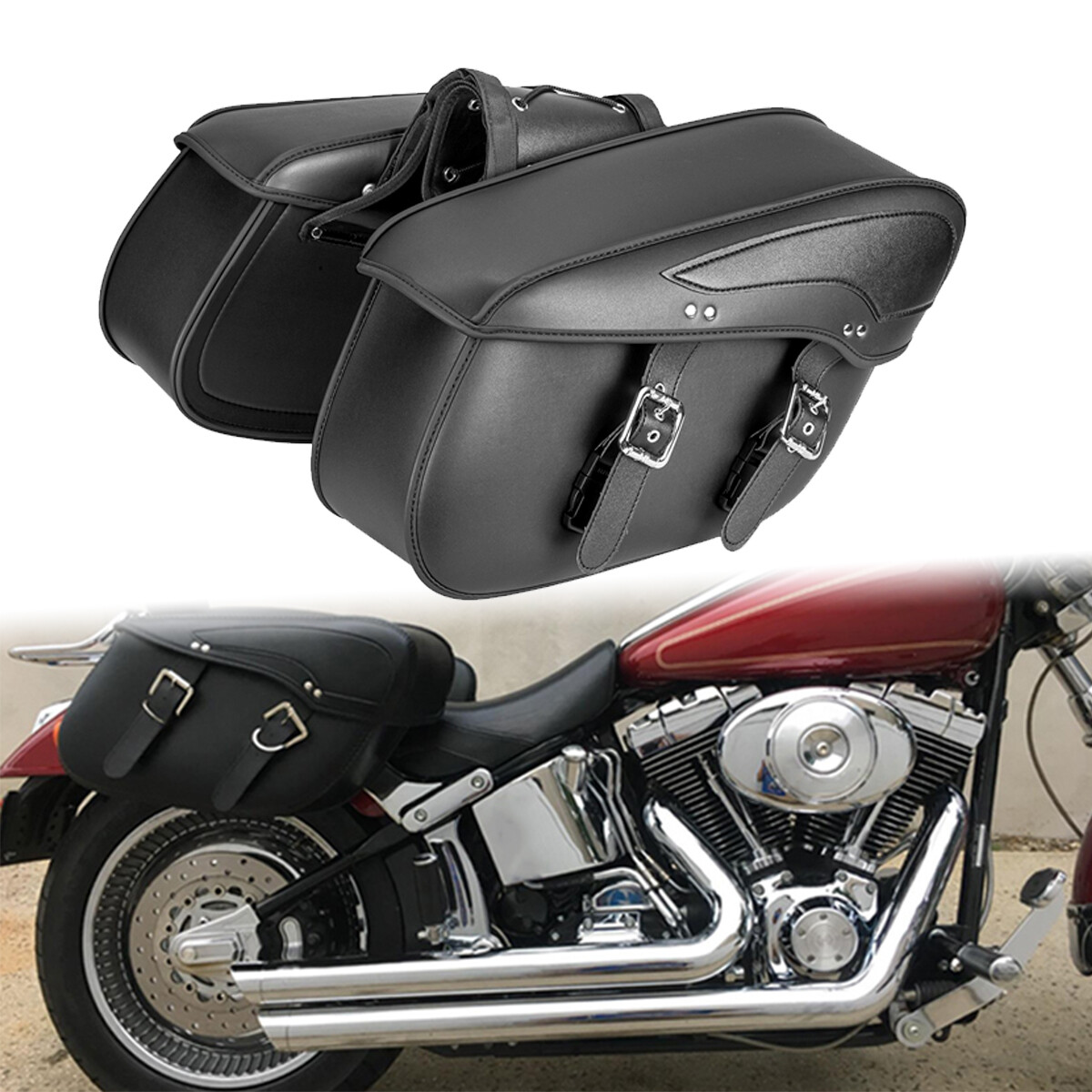 Motorcycle Side Saddlebag Luggage For Harley Softail Deluxe Deuce