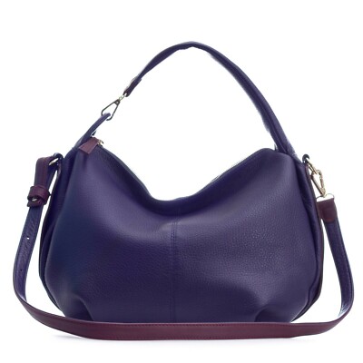 Bruno Rossi Italian Made Violet Extra Soft Deerskin Leather Small Hobo bag