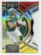 2023 Panini Select Garrett Wilson Red & Yellow Prizm Die-Cut Premier #115 - Jets