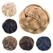 6 Colors Women Hairpieces Braided Clip In Hair Buns Synthetic Hair Chignon Hair