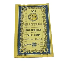 Vintage Antique Clinton Brass Silk Pins Made In USA Collectable