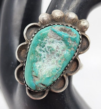 Navajo Vintage Sterling Silver Turquoise Ring Size 8