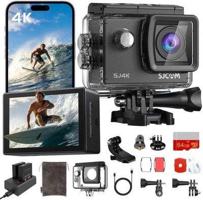 SJ4000 4K Action Camera with 64GB Card,40MP EIS Stabilization,3-Axis Motorcycle