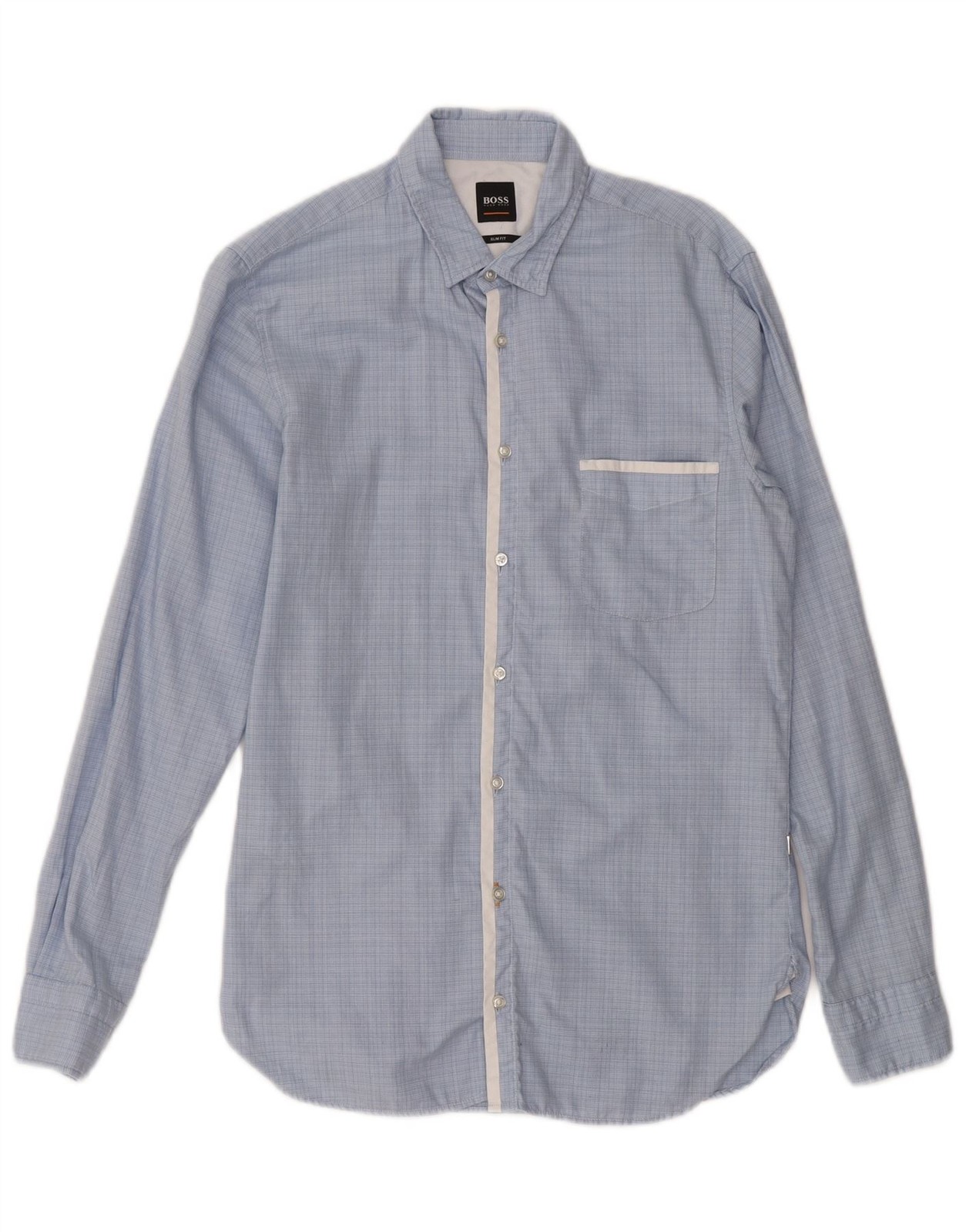 HUGO BOSS Mens Slim Fit Shirt Small Blue Check Cotton DJ01