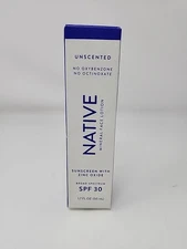 Native Unscented Mineral Face Lotion Sunscreen SPF 30 - 1.7FL OZ 
