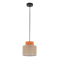 HäNgelampe Pendelleuchte Rund Jute Stoff E27 Ø 20 Cm H: Max. 160 Cm Retro