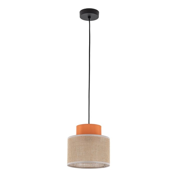 HäNgelampe Pendelleuchte Rund Jute Stoff E27 Ø 20 Cm H: Max. 160 Cm Retro-image