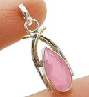 Two Tone Natural Faceted Rose Quartz 925 Sterling Silver Pendant @15-8 — photo 2