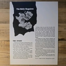 THE MOLLY MAGUIRES press sheet 1970 Richard Harris Sean Connery Samantha Eggar
