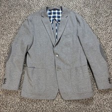 Banana Republic Emmetex 44R/S Italian Fabric Blazer Grey Elbow Patch Sport Coat