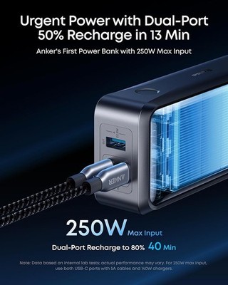 Anker Prime Power Bank, 26,250mAh 3-Port Portable Charger with