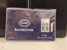 IGR 2.5 Gram .999 Fine Silver Bar Sealed In Assay Card And Original Cellophane