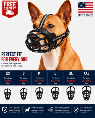 Adjustable Dog Muzzle Silicone Breathable Strong Basket Dogs Mouth Muzzles USA